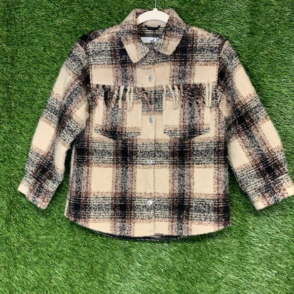 Zara girls fringe stud oversized overshirt/ jacket - Picture 1 of 4